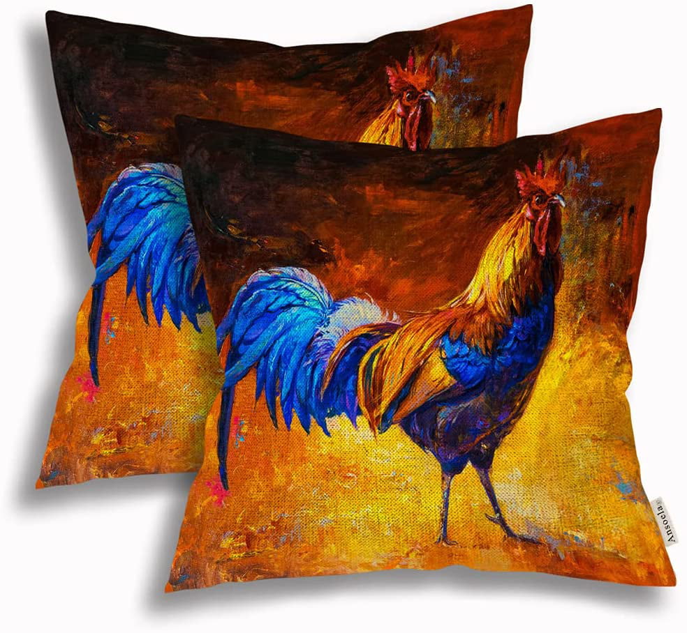 Vintage Design Rooster Chicken Cock Print Cushion Cover Throw Pillows Cases Sofa 