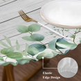 thumbnail image 3 of Green Eucalyptus Leaves Round Tablecloth, Fitted Table Cover with Elastic for 36"-44" Round Tables, Daisy Floral Summer Botanical Wooden Table Cloth Outdoor Dinning Party Waterproof Tablecloths, 3 of 7
