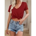 thumbnail image 2 of Women's T Shirts V-Neck Short Sleeve Athletic Shirts Tee Tops, 2 of 4