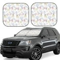 thumbnail image 6 of Kdxio Hand Drawn Rabbit Print 2-Piece Sun Shade Front Windshield - Foldable Car Front Window Sunshades for Most Sedans SUV Truck, 6 of 6