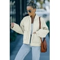 thumbnail image 3 of ABPHQTO Chaqueta interior acolchada caqui con cuello alzado para mujer, 3 of 5