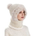 thumbnail image 2 of Deago Womens Knit Beanie Hat Fleece Lined Winter Scarf Mask Set Snow Caps Plush Earmuff Skull Hats with Pompom (Beige), 2 of 8