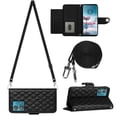 thumbnail image 2 of SaniMore Case for Motorola Edge 40 Neo, PU Leather 3D Lattice Stylish for Girls Crossbody Lanyard Flip Kickstand Card Slots Cash Pocket Magnetic Clasp Full Protective Shockproof Wallet Shell, Black, 2 of 9