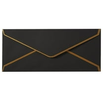 Gold Border Business Envelopes, 1-Pack Mailing Envelopes (9.5x4.1 Inch), Self Seal V-Flap Envelopes for Letter Mailing, Invoice, Checks, Wedding & Office, 150gsm Thick Paper