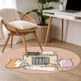 thumbnail image 5 of Pink Brown Cute Cat Round Area Rugs Collection 4', Cartoon Funny Heater Cats Non Slip Indoor Circular Throw Runner Rug Floor Mat Carpet for Living Room Dining Table Bedroom Nursery, 5 of 9