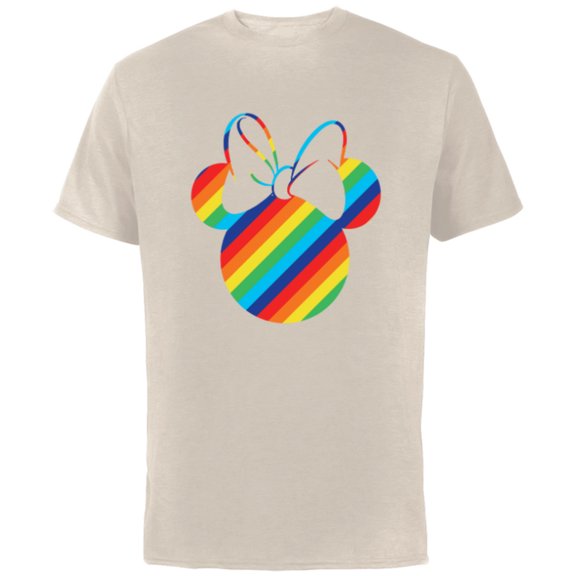 Disney Minnie Mouse Silhouette Rainbow - Short Sleeve Cotton T-Shirt for Adults- Customized-Natural
