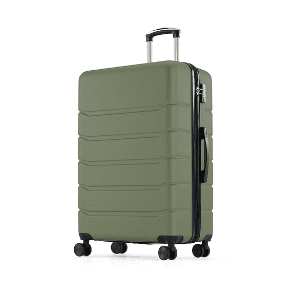 20-Inch Olive Green Hardshell Carry-On Expandable Luggage Suitcase with Spinner Wheels