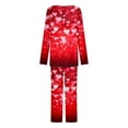 thumbnail image 6 of CZHJS Valentine's Day Womens Pajamas for Women Set Long Sleeve Festival Party Holiday Loungewear Matching Outfits Pj Sets Plus Size Pajama Wide Leg Pants and Scoop Neck Shirts Sets&nbsp; 2 Piece, 6 of 7