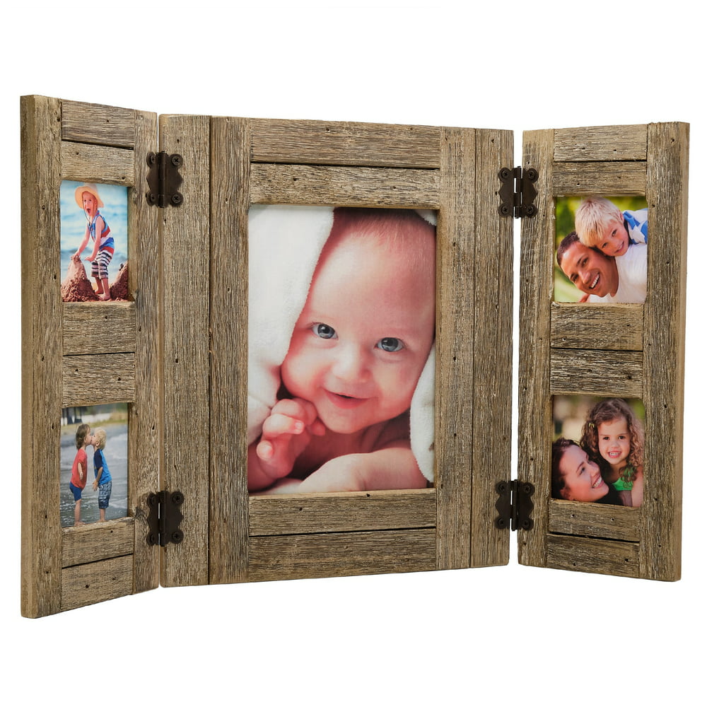 Rustic Distressed Wood Collage Picture Frames: Holds 5 Photos: - EGP-HD