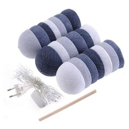 European Single Globe Plug 20 LED Cotton Ball Globe Led String Lights Warm White Globe Fairy Lantern Lights with Plug for Garden Party Home Decoration ()