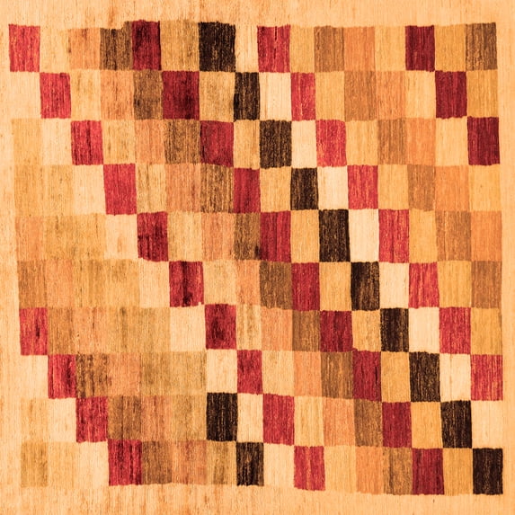 Ahgly Company Indoor Square Checkered Orange Modern Area Rugs, 6' Square