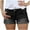 Black, variant on Jean Shorts for Women Frayed Denim Shorts Button Fly Denim Shorts with Pocket High Waist Denim Shorts Ripped Denim Jeans