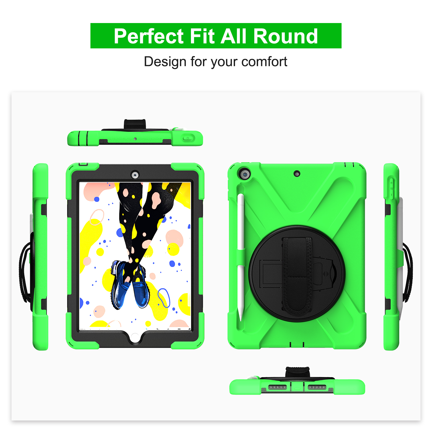 KIQ iPad 8th 7th Generation Case 10.2 inch 2019/2020, Shockproof Rugged Military Grade Case for Apple iPad 10.2 7th/8th Gen [Green]