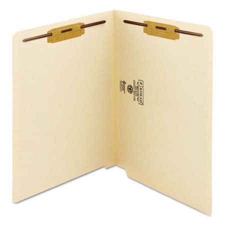Smead Manila End Tab Fastener Folders with Reinforced Tabs, 11-pt Manila, 2 Fasteners, Letter Size, Manila Exterior, 50/Box | Order of 1 Box