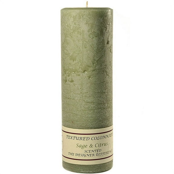 1 Pc Textured 3x9 Sage and Citrus Pillar Candles 3 in. diameterx9.25 in. tall