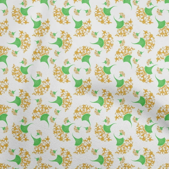 oneOone Cotton Silk Yellow Fabric Asian Chinese Sewing Material Print Fabric By The Yard 42 Inch Wide