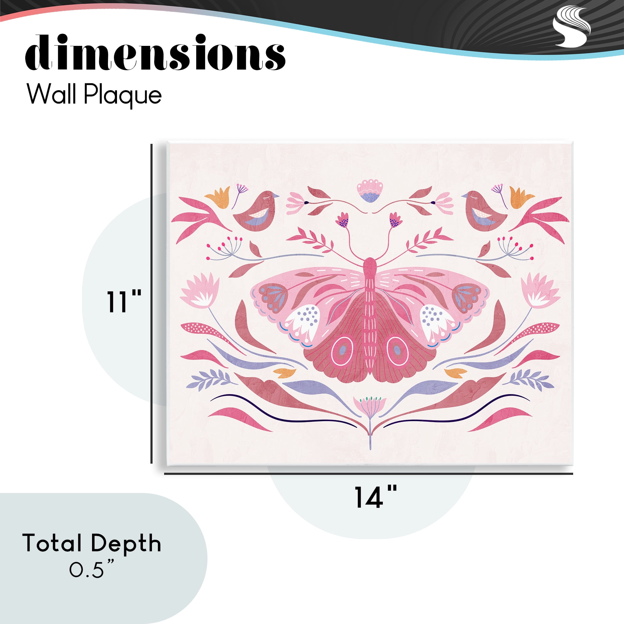 Stupell Industries Pink Boho Butterfly Wall Plaque Art, design by Kim Allen