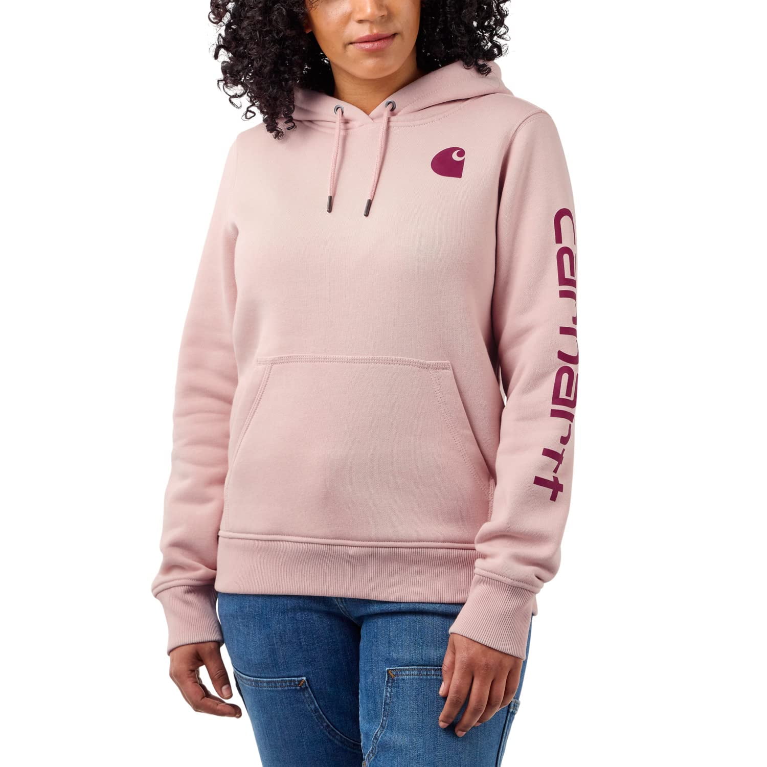 Carhartt Women s Relaxed Fit Midweight Logo Sleeve Graphic Sweatshirt Ash Rose Medium Walmart