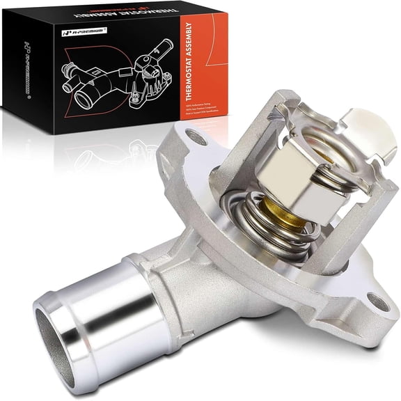 A-Premium Engine Coolant Thermostat Housing Assembly W/Thermostat Compatible with Buick, Chevy, GMC - Encore, Cruze, Equinox, Malibu, Spark, Trax, Terrain - 1.4L 1.5L - Replace# 12673413, 12656949