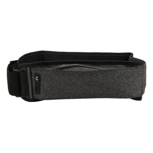 Riñonera ajustable para corredores, ajuste cómodo, 60-85 cm, cinturón para correr multibolsillos en color negro jaspeado para exteriores