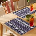 thumbnail image 4 of Purple Black Boho Placemats Set of 4 Vintage Tribal Striped Southwestern Place Mats Indoor Wipeable Table Mats Washable Cloth Dining Table Placemats for Kitchen Holiday Party Home Decor 13x19 Inch, 4 of 9