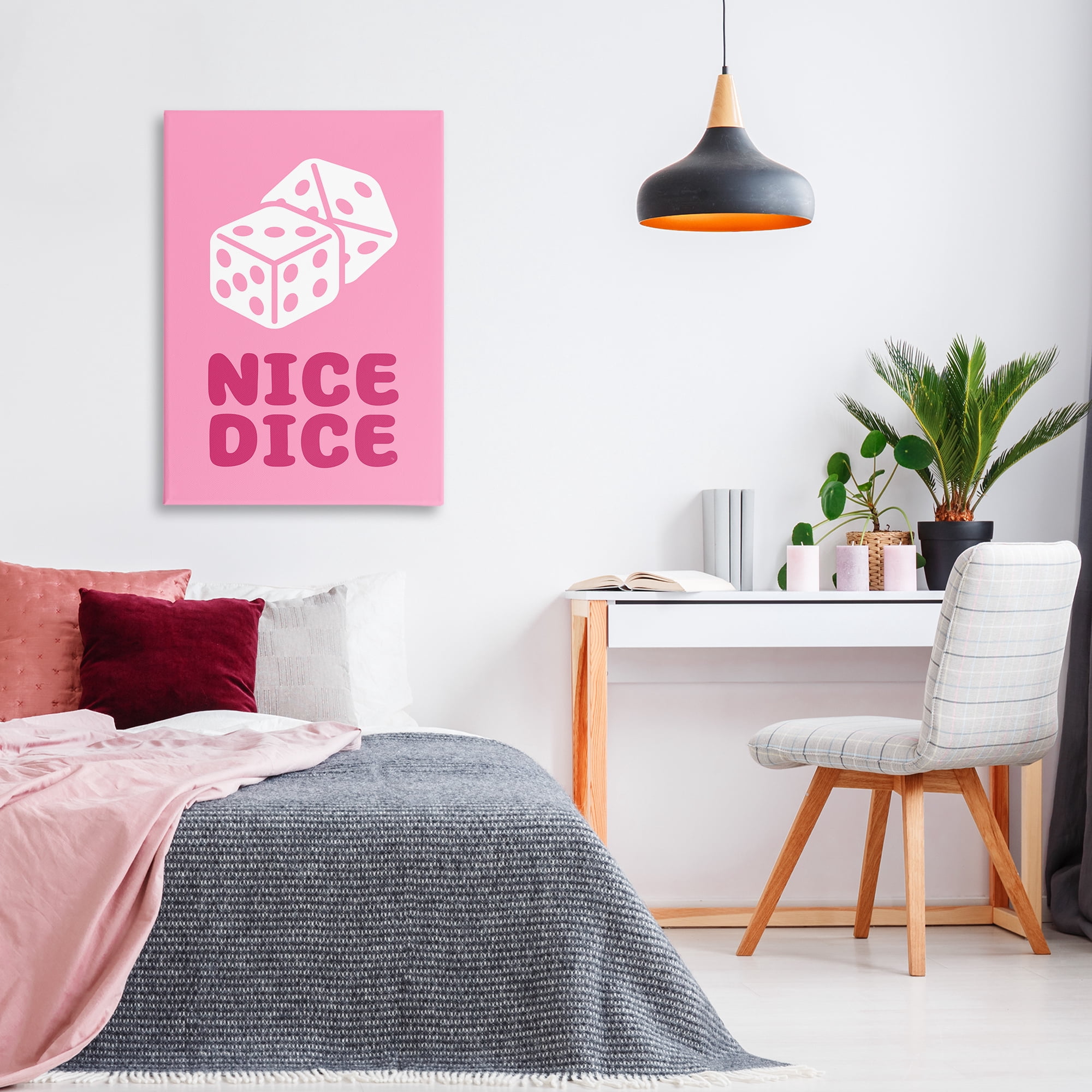 Stupell Industries Nice Dice Phrase Entertainment Painting Wrapped Canvas Art Print Wall Art, 24 x 36