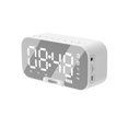 thumbnail image 1 of Reloj despertador Digital con espejo LED, reloj despertador de mesa con pantalla grande, altavoz inalámbrico, Subwoofer, reproductor de música, compatible con Bluetooth, 1 of 1