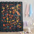 thumbnail image 2 of Shower Curtain Vintage Floral Leaf Shower Curtains for Bathroom Decor, Waterproof Polyester Shower Curtain Set with Hooks, Small Stall Size 36" x 72" Watercolor Wildflower Black, 2 of 9