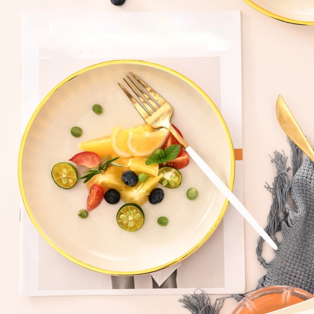Bandeja para servir crema ABS Plástico Textura Cerámica | Plato grande beige 8.1x8.1x2 pulgadas | Plato de postre de frutas para bocadillos liviano y duradero | Fácil de limpiar, antideslizante