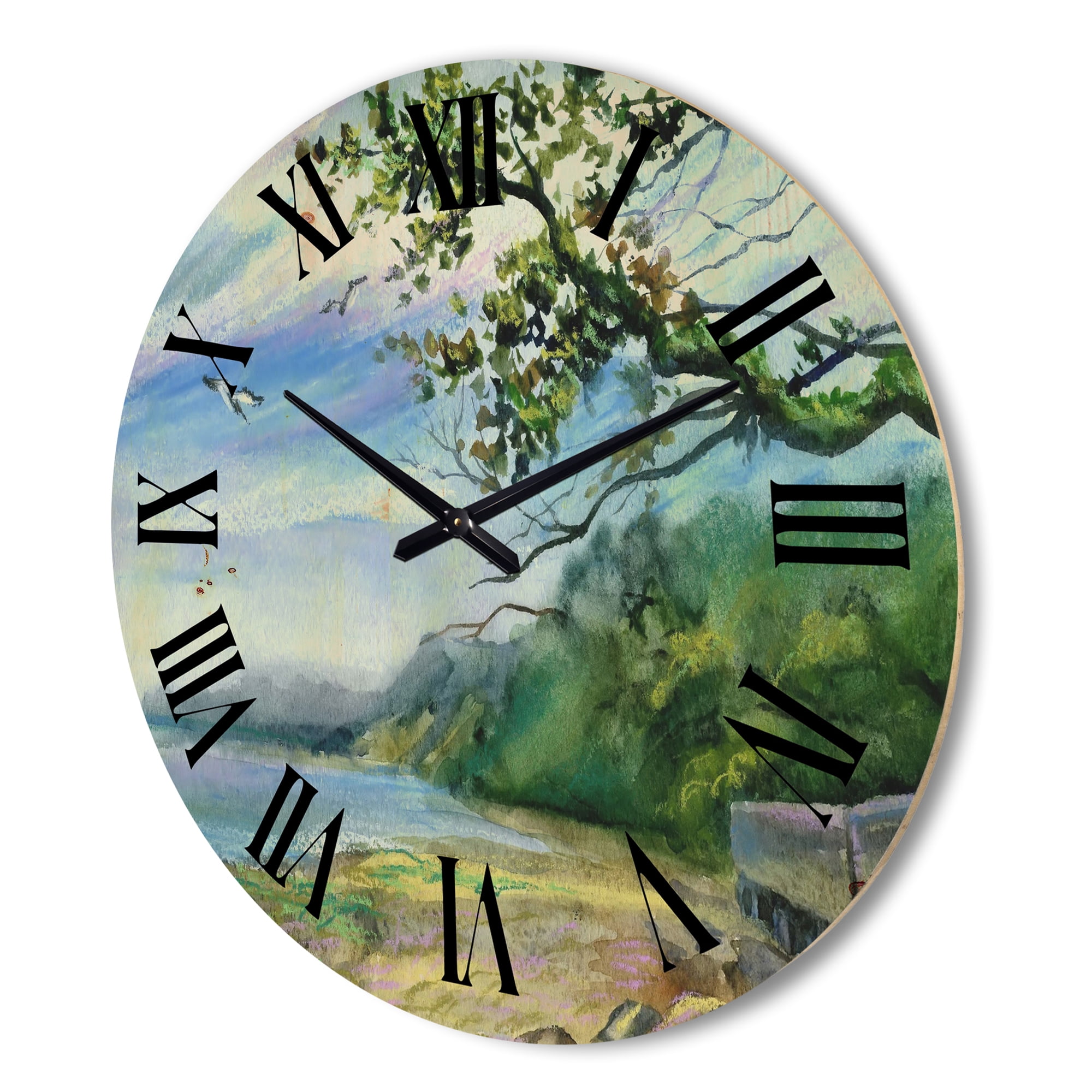 Designart 'Green Coast of The Baltic Sea' Nautical & Coastal Wood Wall Clock