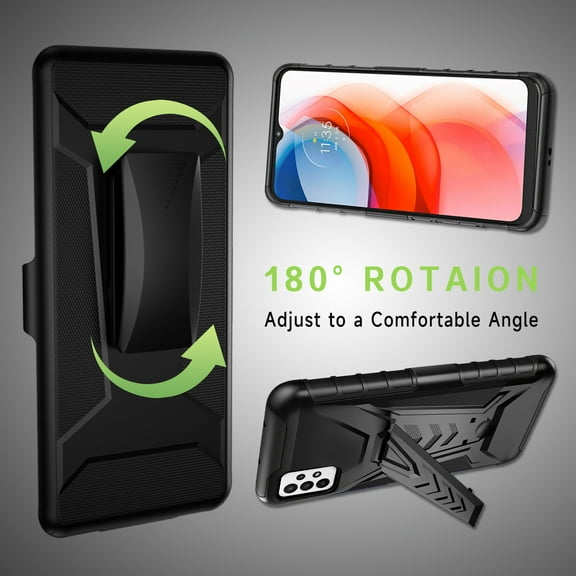 For Samsung A52 5G Case with Belt Clip Holster, Heavy Duty Military Grade Drop Protective, with Rotating Kickstand Shockproof TPU Shell Durable Rugged Cover For Samsung Galaxy A52 5G, Black