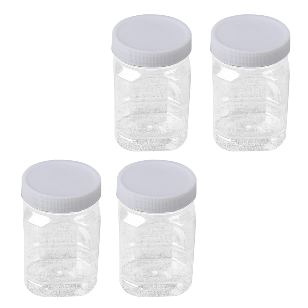 3oz/ 100ml Round Plastic Jars with Transparent Screw Top Lid for Storage  4Pcs