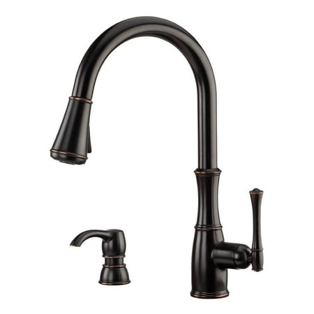 Pfister Wheaton 1-Handle Pull-Down Kitchen Faucet with Soap Dispenser in Tuscan Bronze