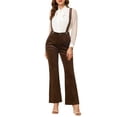 thumbnail image 1 of Pantalones de Monos con Botones de Lunares y Pierna Ancha Allegra K con Cinturón de cintura Alta de terciopelo para mujer Marron oscuro M, 1 of 5