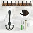 thumbnail image 2 of Wall Mounted Coat Rack 31.5'' Wooden Burnt Brown Plate with 8 Black Tri Hooks, Heavy Duty Metal Coat Hooks for Entryway Bathroom Decor, 2 of 7