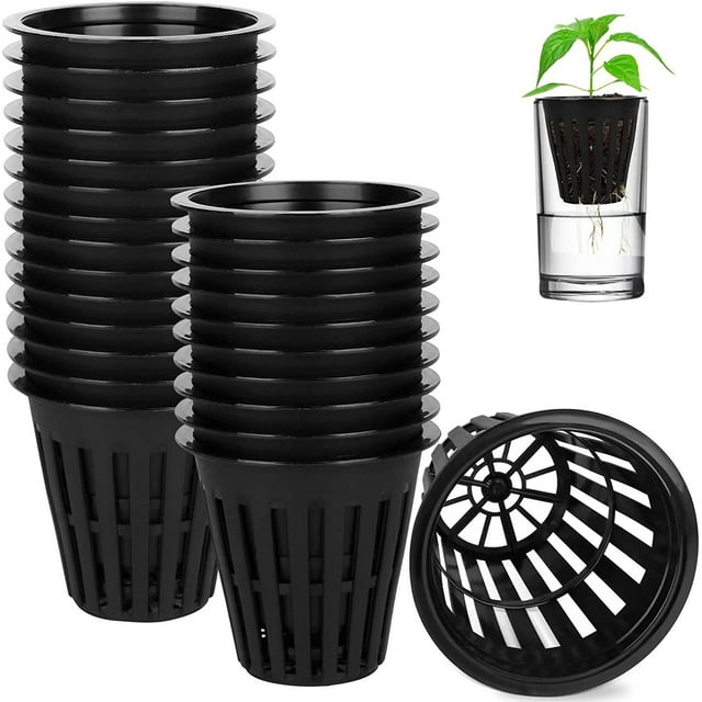 Kit de 50 piezas de cesta de plantación de malla para hidroponía, maceta de malla, práctica para cultivo en invernadero