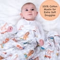 thumbnail image 3 of LollyBanks 100% Cotton Muslin Swaddle Blanket, Gentle and Soft Baby Blankets for Boys and Girls, Lightweight 47 x 47 Inches Newborn Receiving Blanket, Newborn Essentials (Animal Skate Print), 3 of 7
