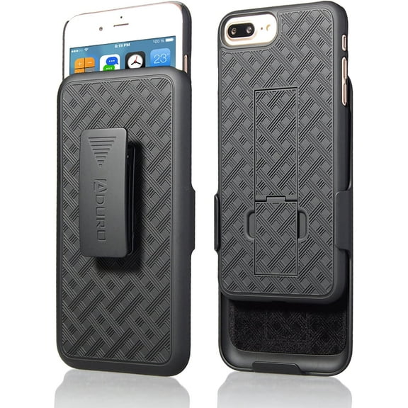 Aduro Holster Case for iPhone 8 Plus/iPhone 7 Plus (5.5") Combo Shell & Holster Slim Shell Case with Built-in Kickstand Swivel Belt Clip Holster for Apple iPhone 8 Plus and iPhone 7 Plus ONLY