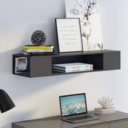 FITUEYES Modern Wall Mounted Floating Television Stand Media Console, Black, Cable Management, 39.4 in Length