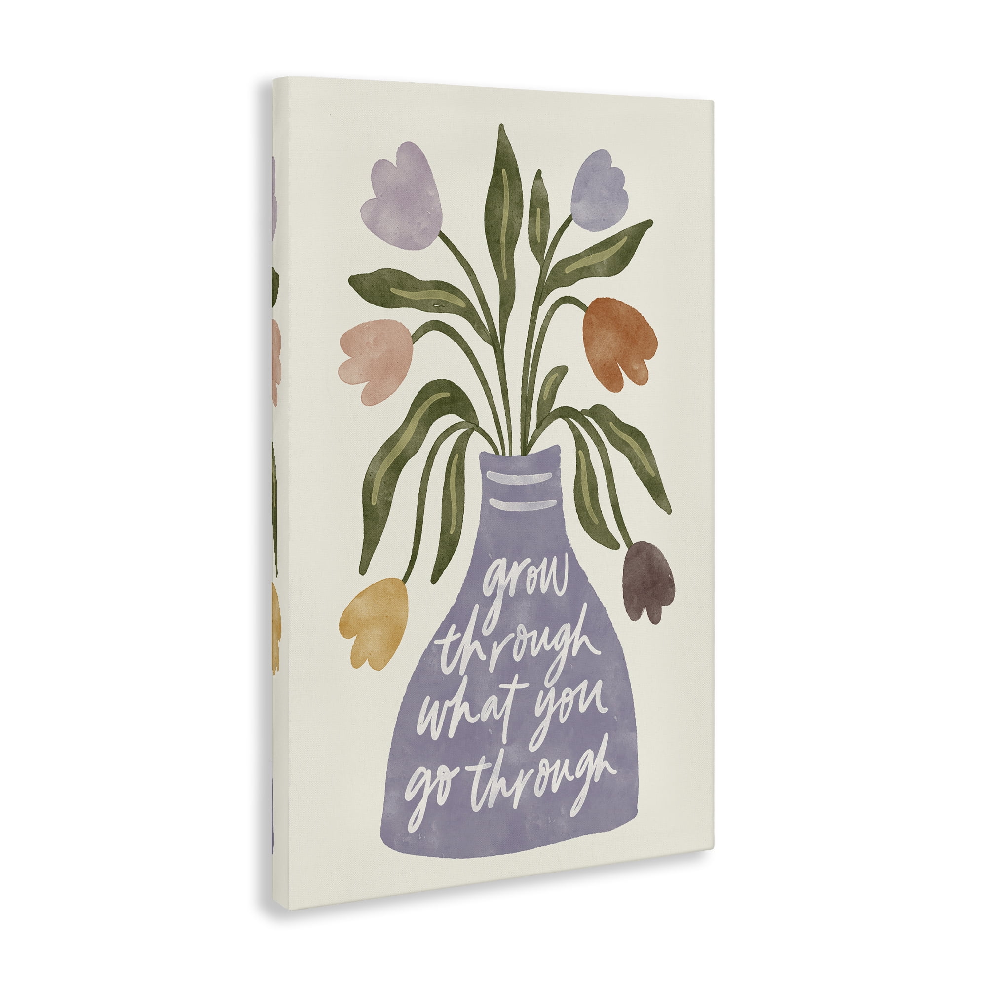 Stupell Industries What You Go Through Flowers Plants & Flowers Painting Wrapped Canvas Art Print Wall Art, 16 x 24