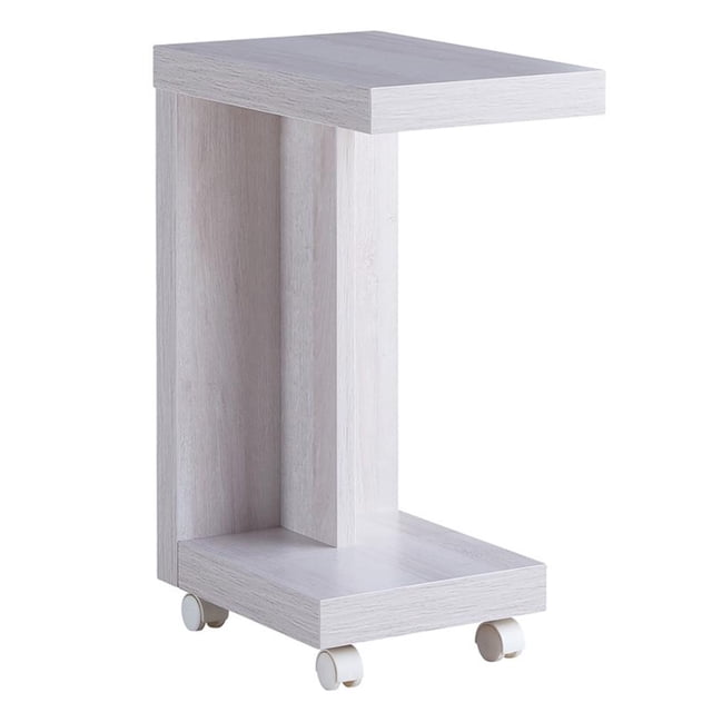 Bowery Hill Table d'Appoint Mobile Moderne en Bois, Fini Chêne Blanc