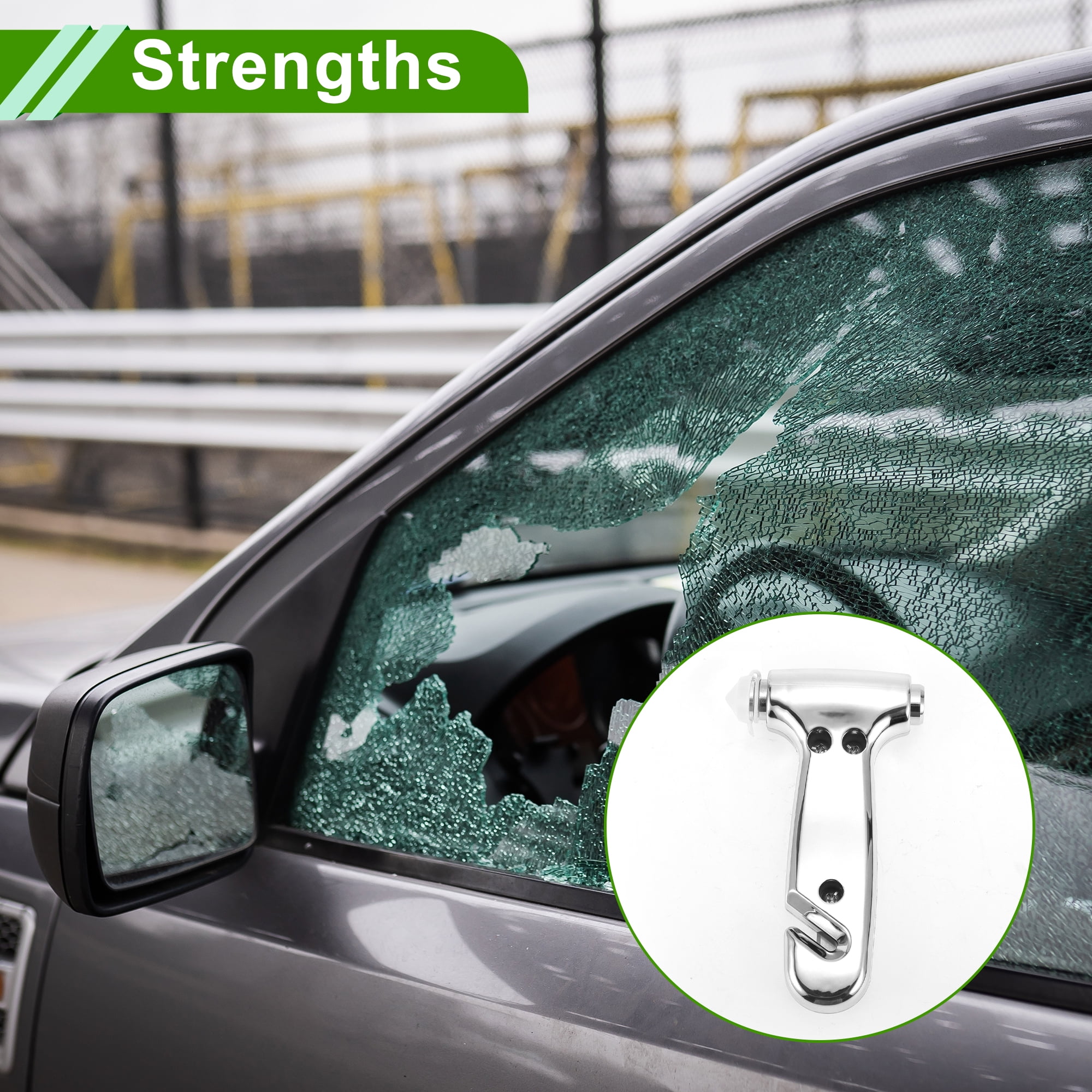 Unique Bargains Universal Car Safety Hammer Glass Breaker Urgent 1 Pc Silver Tone