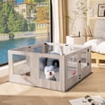 thumbnail image 5 of BingoPaw Large Wooden Dog Whelping Box Playpen with Waterproof Fertility Pad, Clear Acrylic Window, 5 of 11