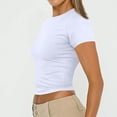 thumbnail image 6 of Dwellite Womens T-Shirts Short Sleeve Workout Tops Crop Cute Tees Compression Casual Y2K Athletic Gym Fitted White 2XL, 6 of 7