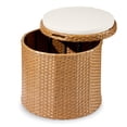 thumbnail image 1 of Puf redondo de mimbre para exterior, color natural, 1 of 8