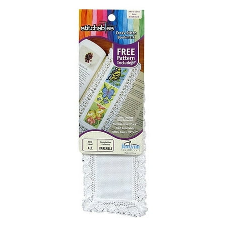 Janlynn Cross-Stitch Lace Bookmark, White/Ivory