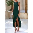 thumbnail image 4 of Vestido largo PRETTYGARDEN para mujer, verano 2025, verde con volantes, 4 of 9