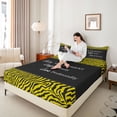 thumbnail image 4 of jejeloiu Chic Zebra Pattern Bed Sheets,Abstract Geometric Lines King Sheets,Yellow Black Sheet Set For Kids,Ultra Soft Home Decor,4-Piece, 4 of 7