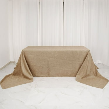 Efavormart 90"x156" Natural Jute Faux Burlap Rectangular Tablecloth | Boho Chic Table Linen