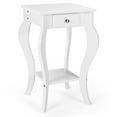 thumbnail image 1 of Costway End Side Table with Drawer Bottom Shelf Accent Nightstand Bedroom White, 1 of 10